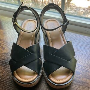 a.n.a Black Cross Strap Sandals